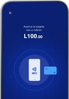 Celular mostrando la app Poket con pantalla de cobro NFC