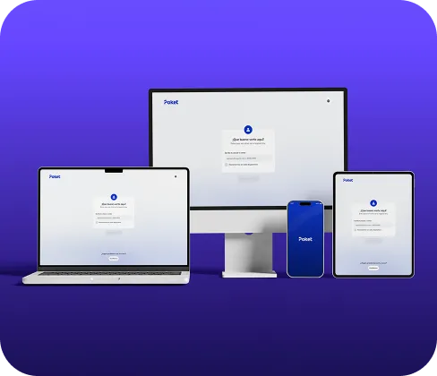 Muestra de la interfaz multiplataforma y acceso desde diferentes dispositivos al Portal Poket